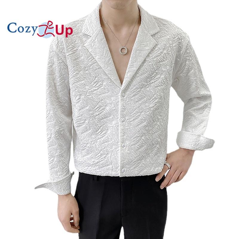 

Cozy Up 3D Тиснение Мужские Рубашки Весна Осень Полный Рукав Пуговица Вверх Блузка