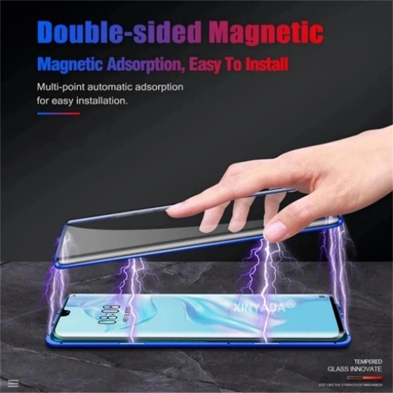 360 Full Cover For Xiaomi 13 Lite Case Double Sided Magnetic Adsorption Metal Tempering Glass Protection Case For Mi 13 Lite 5G