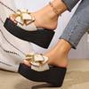 Fashion Women Wedges New Summer Slip on Fashion Bow Designer Slippers Thick Sole Non-Slip Outdoor Casual Open Toe Sandals Slides Women
