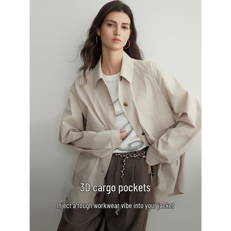 ELLE Women's Lapel Shirt Jacket