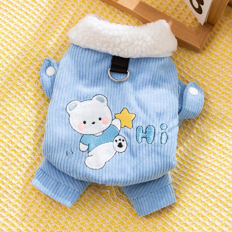 

Зимняя теплая одежда для питомцев на четырех лапах, вельветовый флис, утолщенная, для кошек, против выпадения шерсти, можно отследить, одежда для собак и кошек XS (recommended weight 1-1.5kg) бонди синий