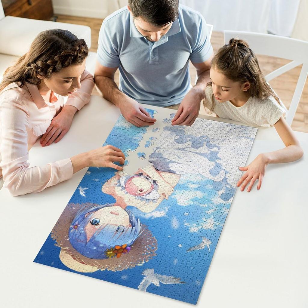 Re Zero - Starting Life in Another World Re:Zero Rem Emilia Puzzle Recreation Anime Goods Cute Adult Unisex Enthusiasts Toy First Choice Wooden M