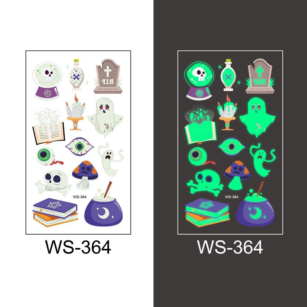 1pc Luminous Tattoo Ghost Taty Fake Tattoo Glowing In Dark Waterproof Temporary Tattoo Stickers Halloween Party for Kids