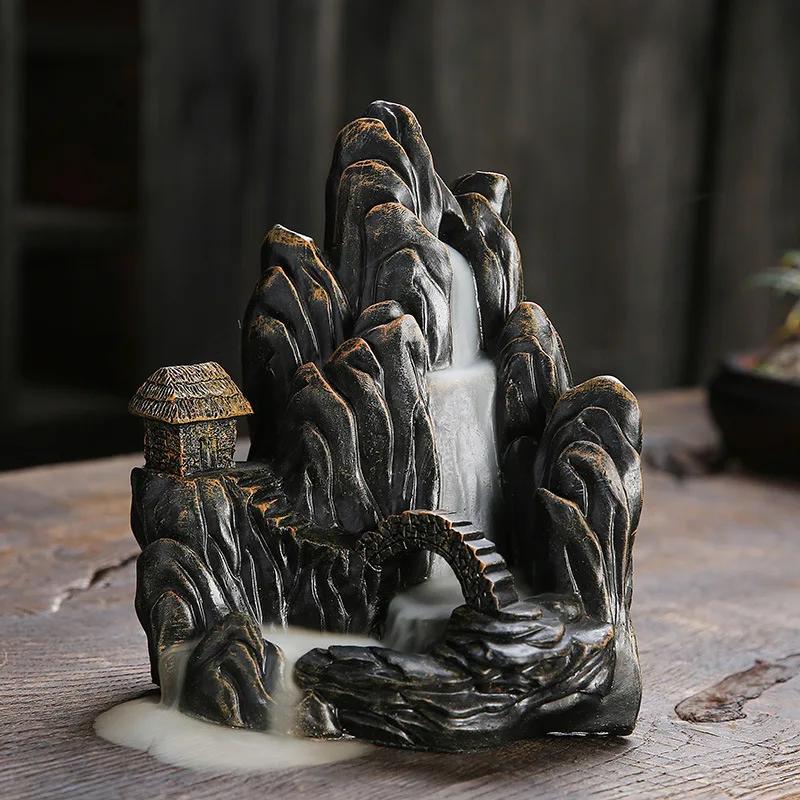 

1 шт. Натуральная деревенская смола водопад обратный поток курильница ландшафтный орнамент ароматерапия курильница счастливый фэн-шуй домашний декор