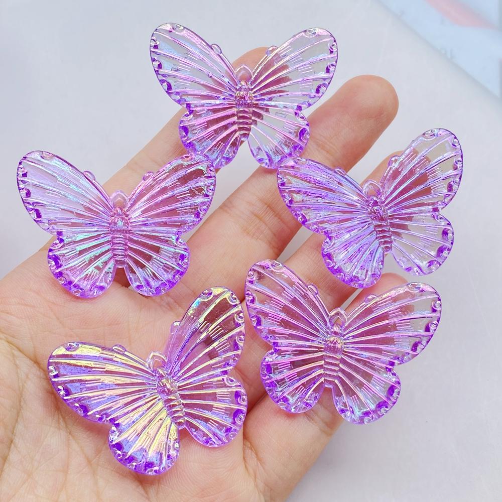 10 Pcs Cute Colorful Beautiful Butterflies Flat Back Resin Cabochons Scrapbooking DIY Jewelry Hairpin Craft Decoration
