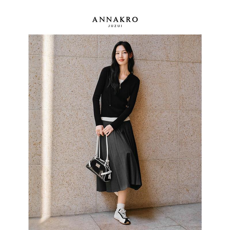 Women's Annacoco Color-block Faux Two-Piece Hooded Wool Knit Sweater