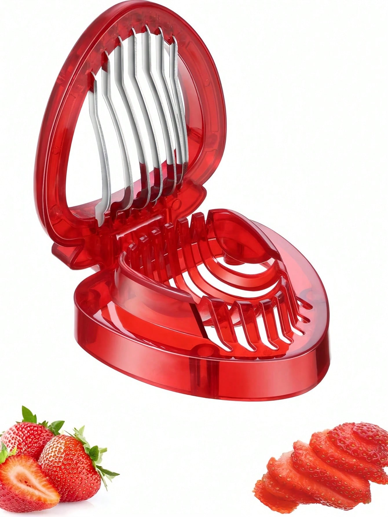 

2pcs Egg Slicer Kitchen Tool, Vegetable & Strawberry Slicer With Stainless Steel Blade, Suitable For Dessert And Cake Decoration