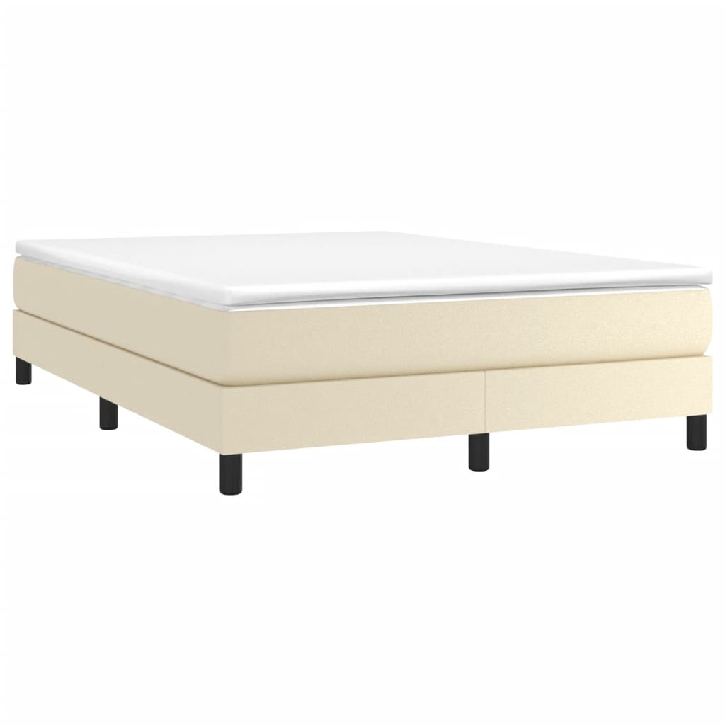 Box Spring Bed Frame Cream 140 x 190 cm Artificial Leather