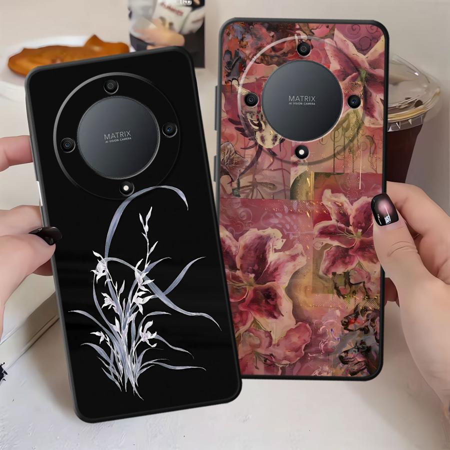 Case for Honor 90 X7 X9a 8X 200 400 Lite X8 Magic5Lite X6 X5b 70 Funda Phone Cover Lily Orchid Flower Print