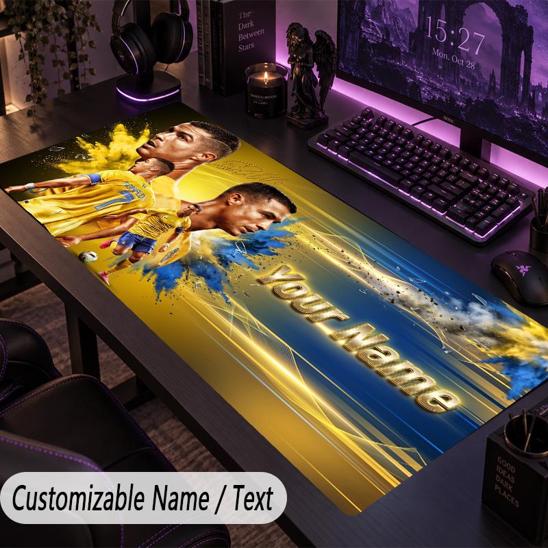 Large Mouse PadCristiano Ronaldo Custom Name Text Personalized Desk Mat Non Slip Gaming Pad