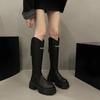 Damen Kniehohe Stiefel Neue Herbst-Winter-Schuhe Frau Lange Stiefel Slip-On Lässig Klobiger Absatz Plateau-Stiefel