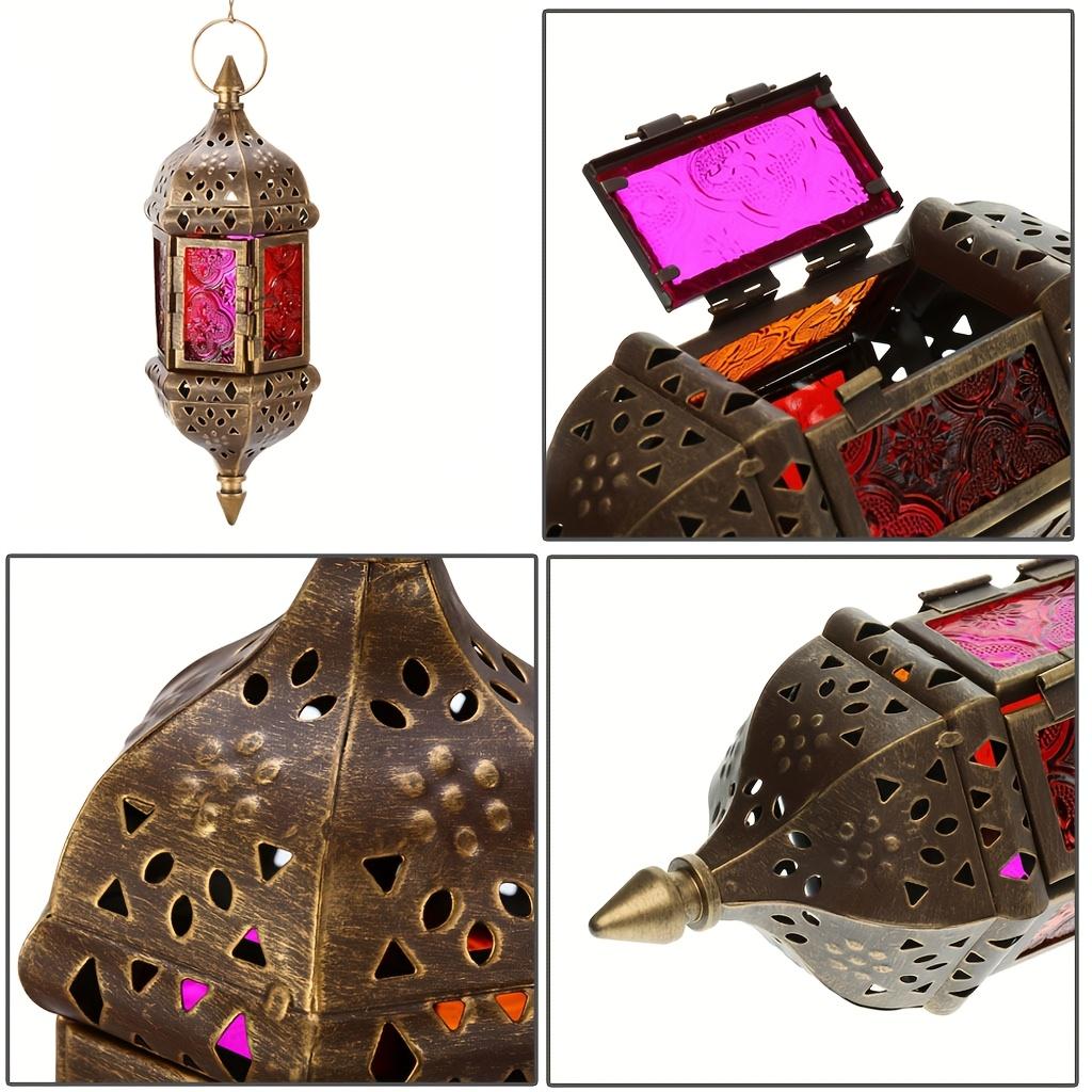 1pc Elegant Moroccan Style Decorative Candle Holder with Chain Intricate Metal Design for Home Patio, Porch, Weddings & Christmas Decor