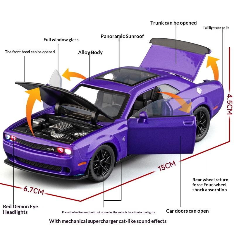 1/32 Dodge Challenger SRT Car Model Alloy Die-cast Simulation Hellcat Muscle Sports Car Model Boy Toy Car Holiday Birthday Gift