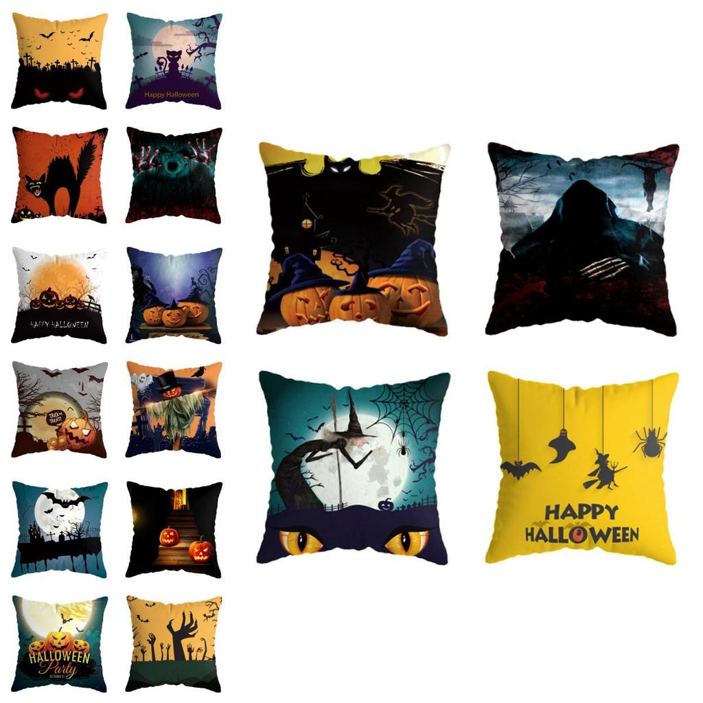 Halloween Themed Cushion Cover With Super Soft Short-pile Velour Material