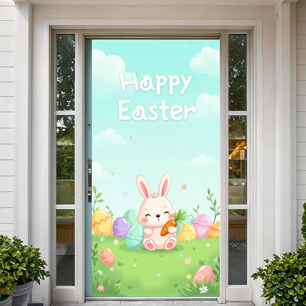 spring Easter backdrop playful pastel colors indoor rabbit design colorful bunny banner for decoration