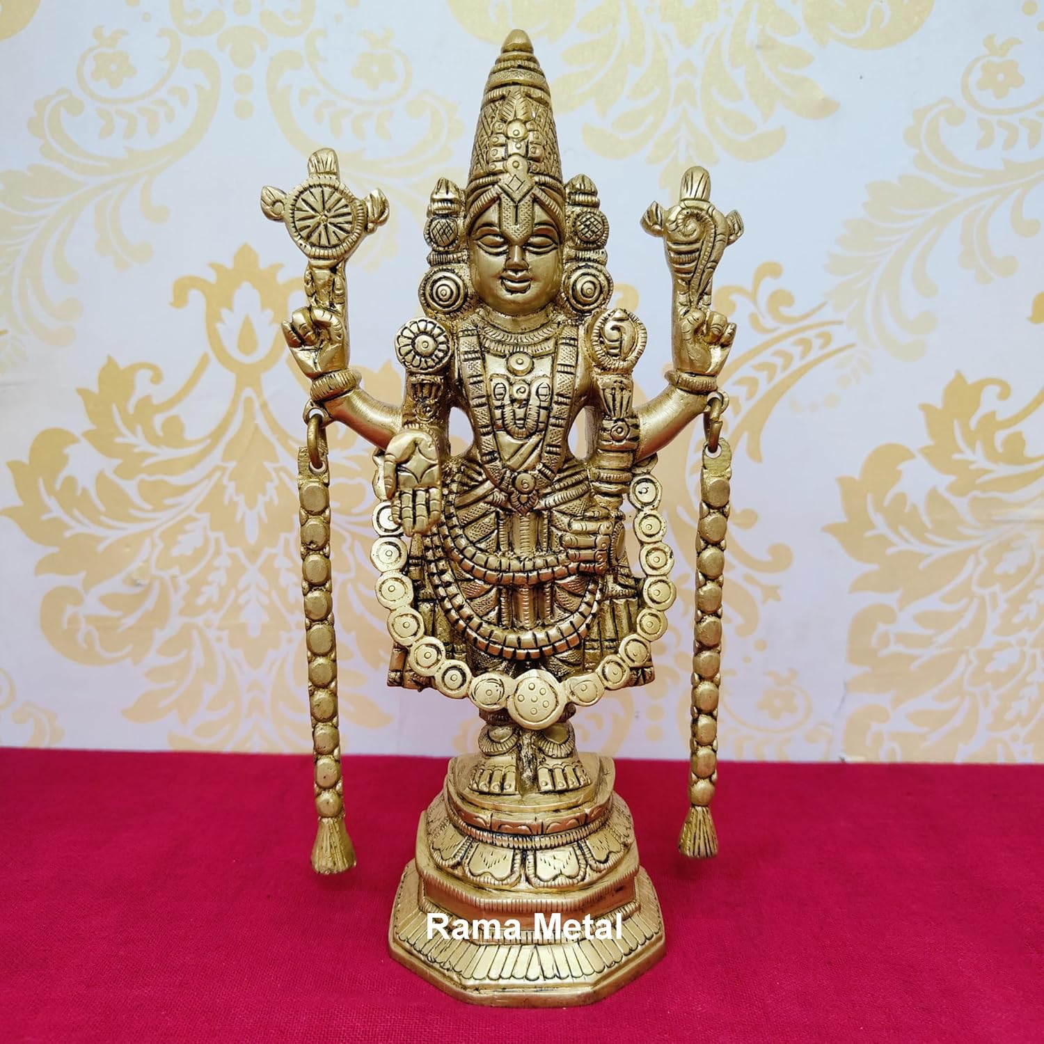 100% Pure Brass Tirupati Balaji Idol, Decorative, Religious Statue, Gold Idol