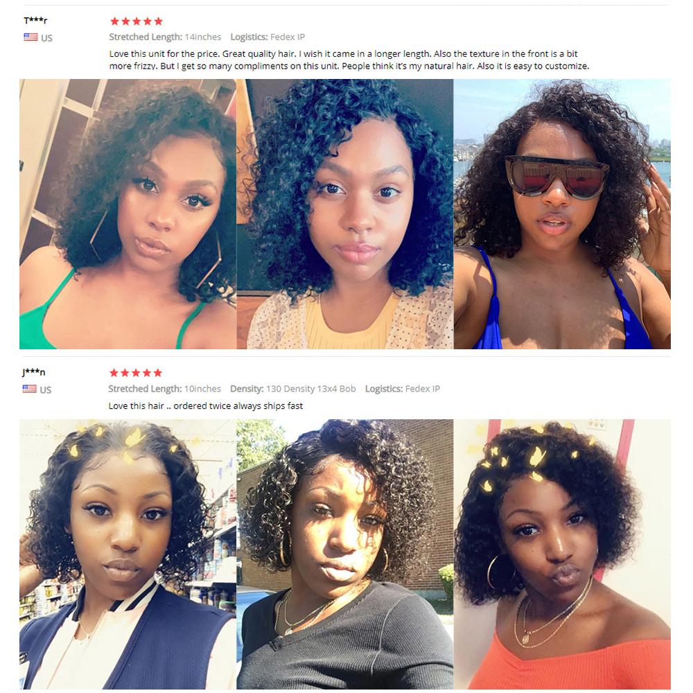 Short 8 To 16 Inch Kinky Curly Bob Human Hair Wig Pre Plucked T Part Lace Peruvian Curly Human Hair Bob Wigs For Women and Girls
