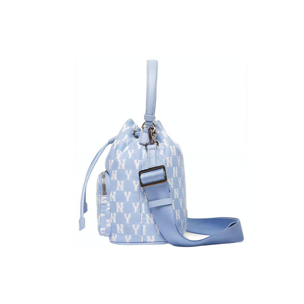 MLB Monogram Series NY Yankees Vintage Floral Print Letter Logo Polyester Bucket Bag Women bags Blue 3ABMS012N-50BLL