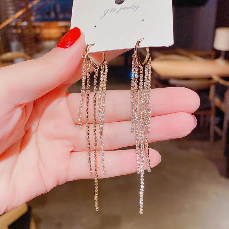Fashion Trend Unique Design Elegant Exquisite Light Luxury Rhombus Zircon Earrings Female Jewelry Party Premium Gift