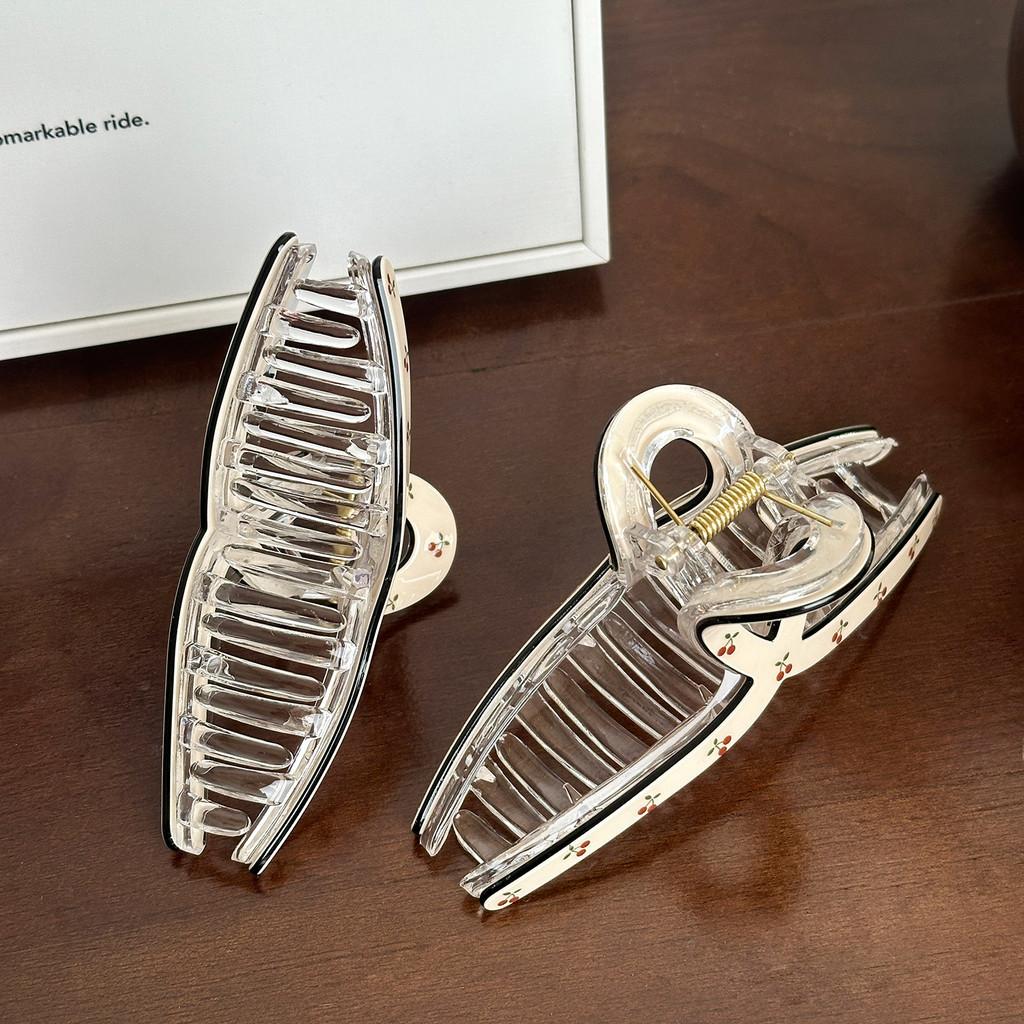 Trendy Hair Large Claw Clips Featuring Floral And Strawberry Prints Women For