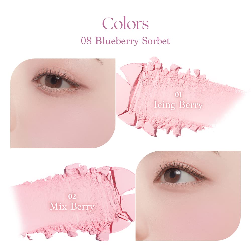Official Daisyk Blending Mood Cheek Blending Mood Cheek/Blusher Palette/4-Color Blusher/For Warm and Cool Tones/Cheek Palette (08 Blueberry Sorbet)