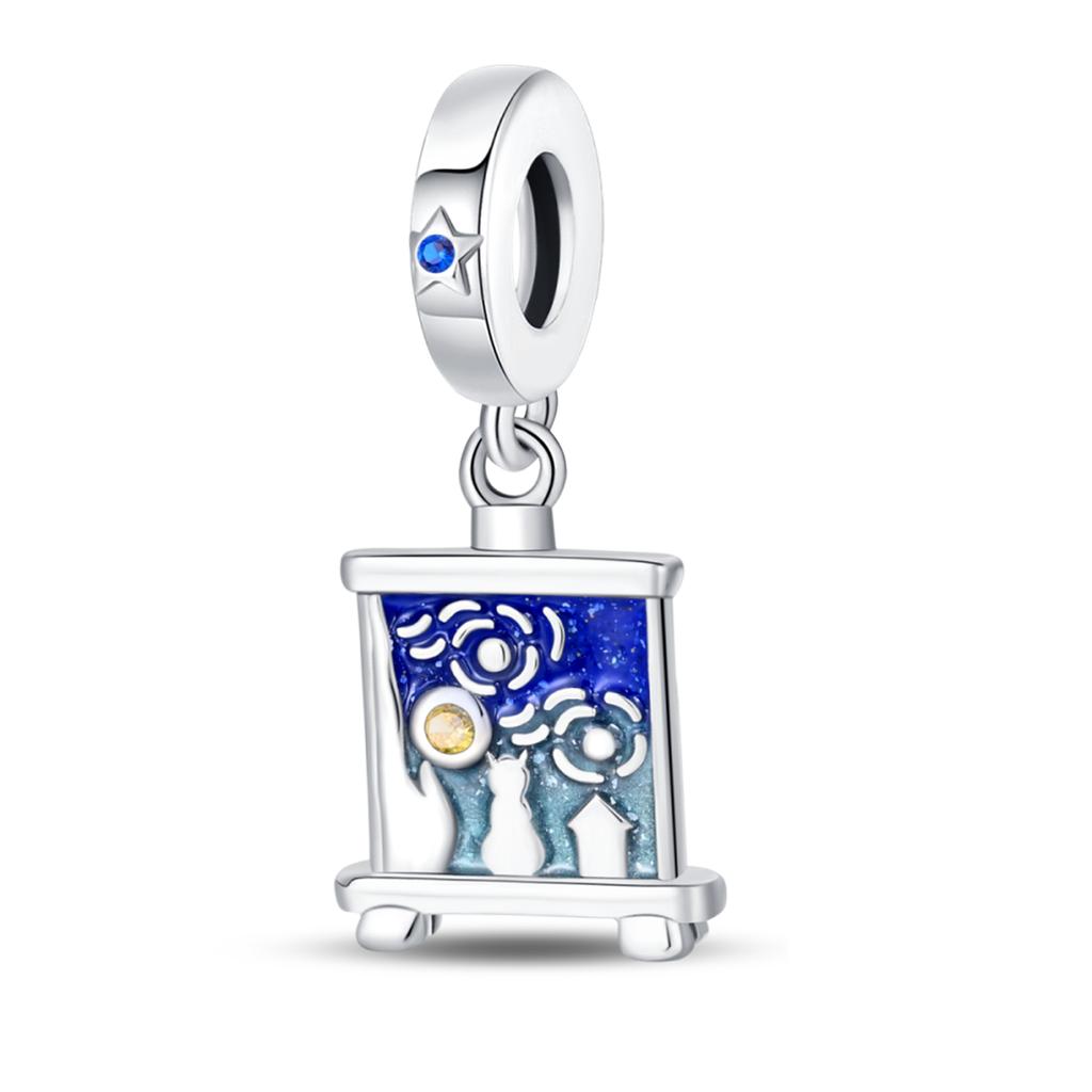 Choice Authentic Accessories Bracelets Sapphire Charm Bead Charms Bead Charms Genuine copper Blue Color Inlaid Zirconium Dangle Do It Yourself Jewelle