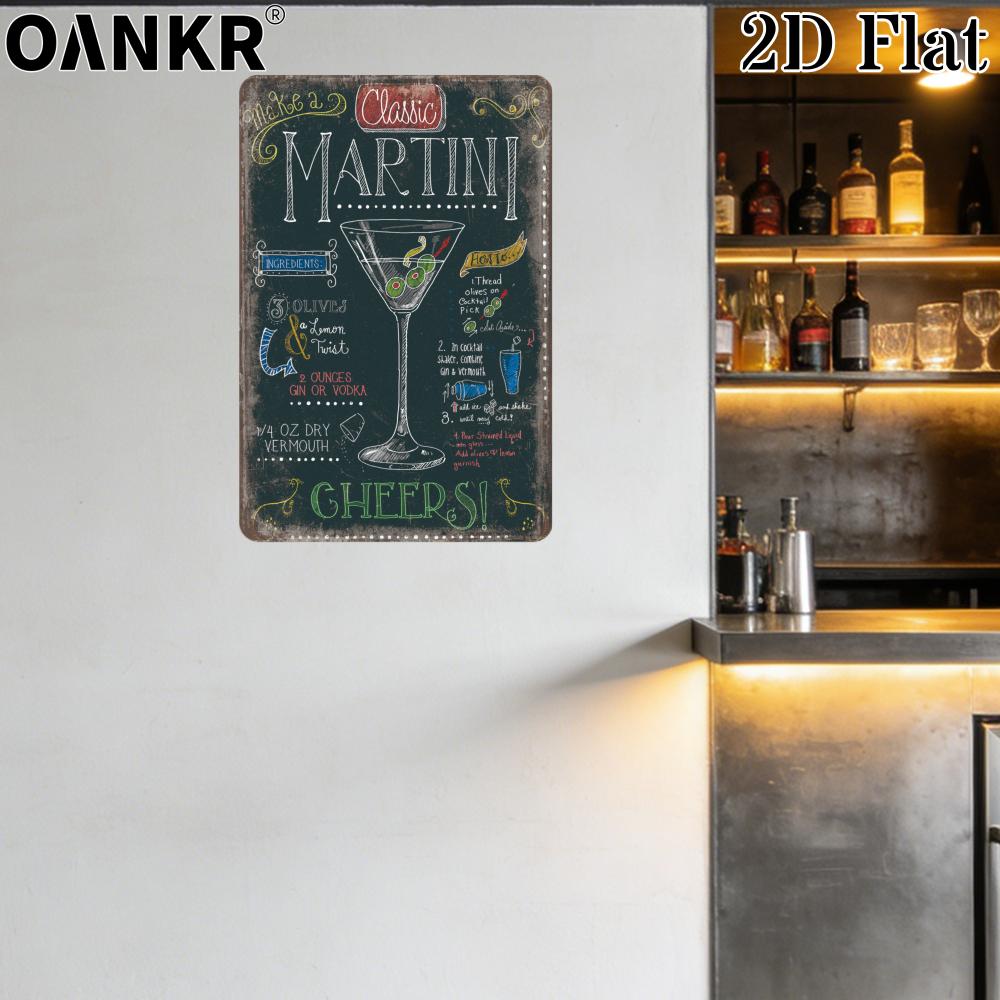 Vintage Art Cocktail Poster Metal Tin Sign Ideal Gift x Inch Classic Martini Recipe Metal Signs for Home Pub Bar Wall Decor 20x30cm（7.8x11.8inch）