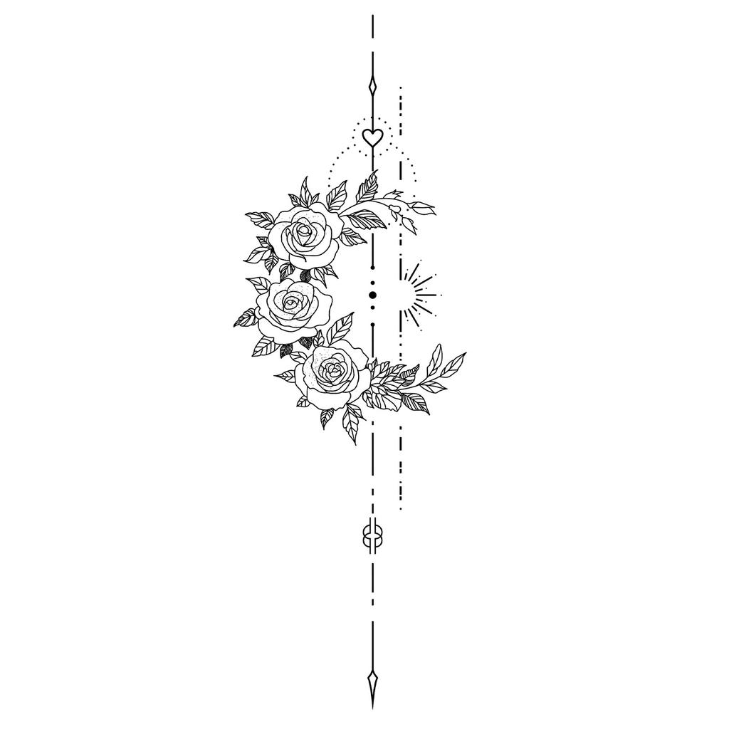 Advanced Sense Domineering Personality Thorn Totem Ribbon Sun Moon Stars Flower Lines Tattoo Sticker