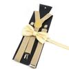 Men Kids Yellow Khaki Brown Suspender Bowtie Set Elastic Adjustable Y-Back Braces Straps Daily Father-Child Braces Accessory