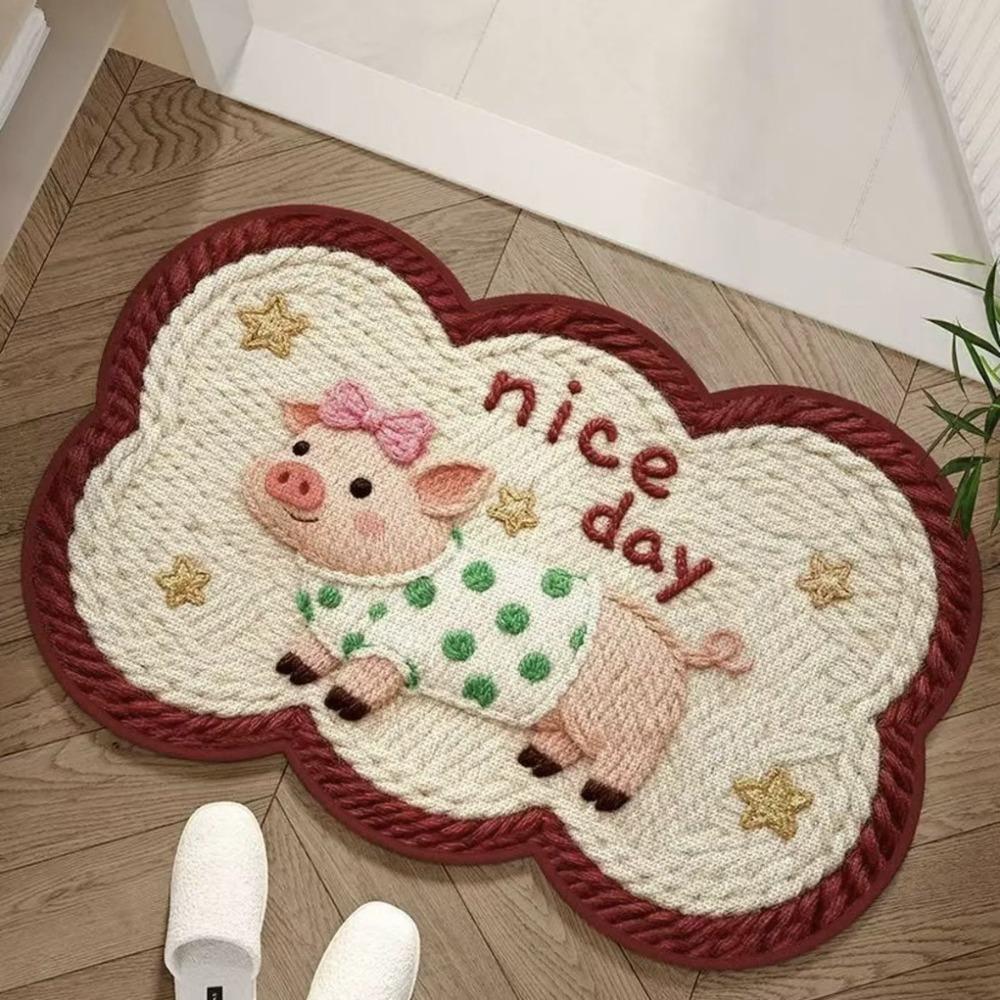 New 40*60cm Diatom Mud Mat Woven Texture Cute Pattern Puppy Mat Quick-Dry Feature Cartoon Design Non-Slip Rug Vanity Area