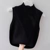 Summer Korean Solid Color Half Turtleneck Sleeveless Casual Knitted Vest For Women