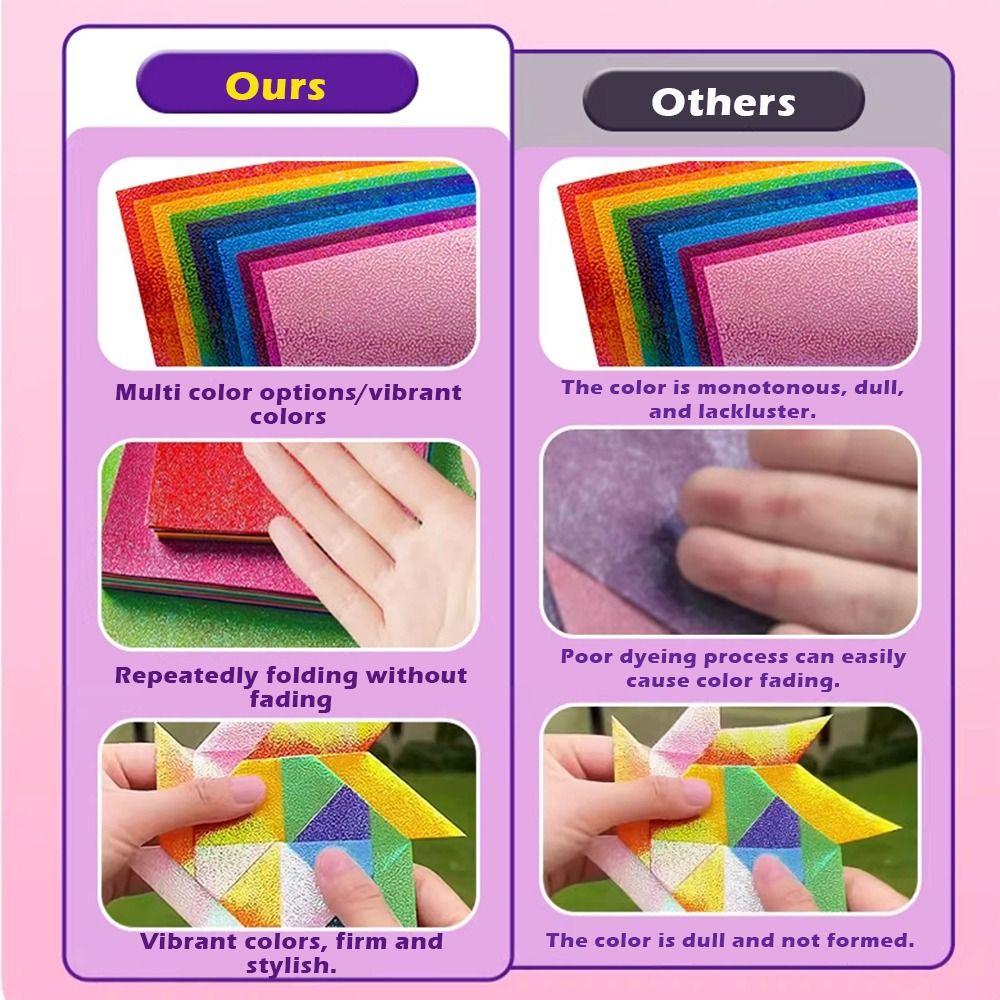 50pcs Simple Laser Pearl Origami Paper Square Glitter Shining Handmade Craft Paper Lucky Bird Origami