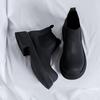Leather Shoes Men's Boots 2025 Autumn/Winter Round Head Mid Top Korean Edition British Thick Bottom Slope Heel Chelsea Boots Sho