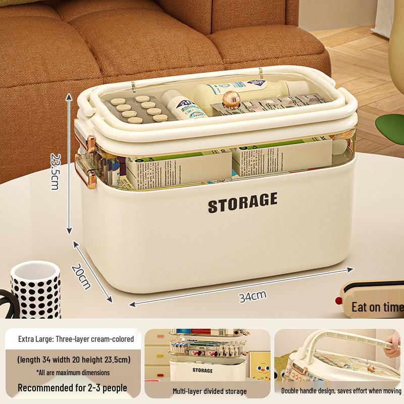 Large Capacity Multi-Layer Family Medicine Storage Box for First Aid and Medication Organization