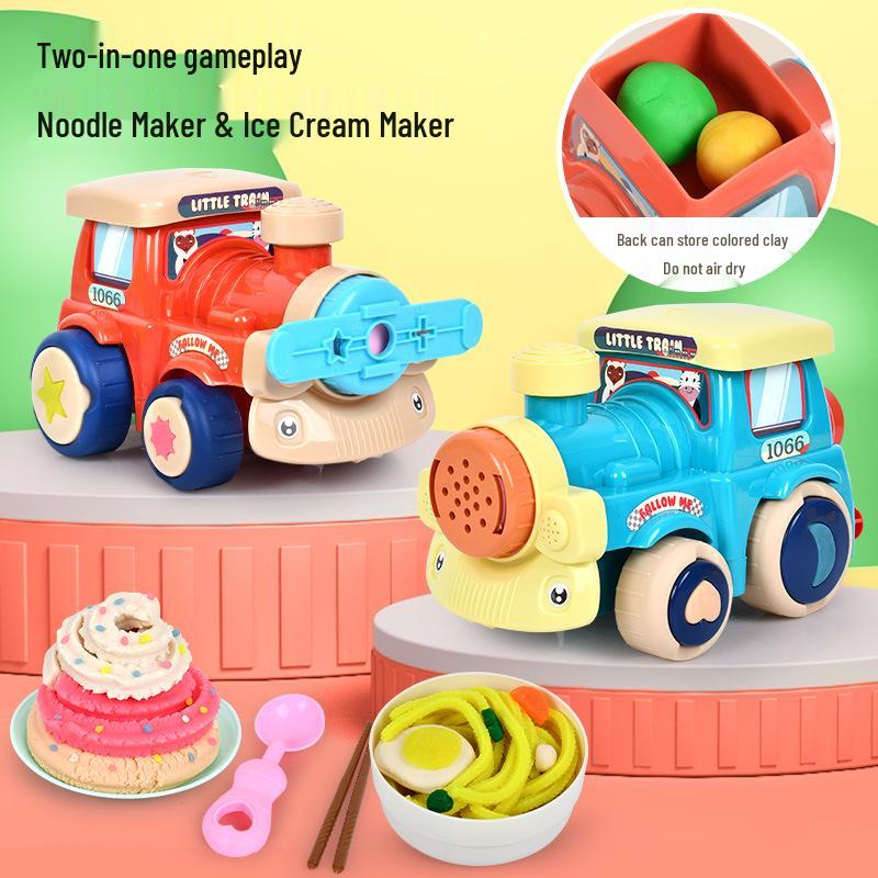 Colorful Clay Train Play-Doh Noodle Maker Toy Set for Kids - Lightweight Clay Tools for Boys and Girls In Kindergarten.