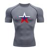 Men's Compression Sport T-Shirt, Russian Flag Star Print Qui