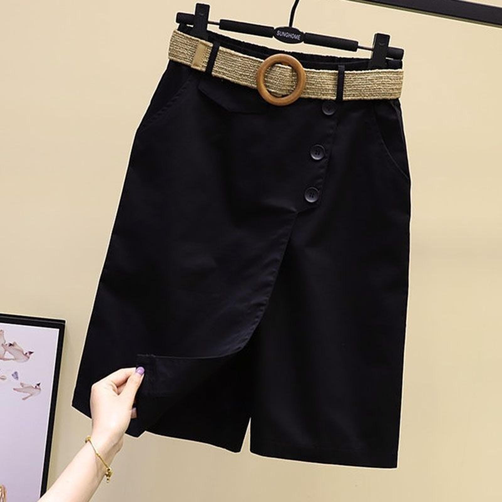 Summer Elastic Waist Wide,Leg Skirt,Pants Fashionable Casual Straight,Leg Cropped Pants High,Waisted Skirt,Pants XXXXXXL