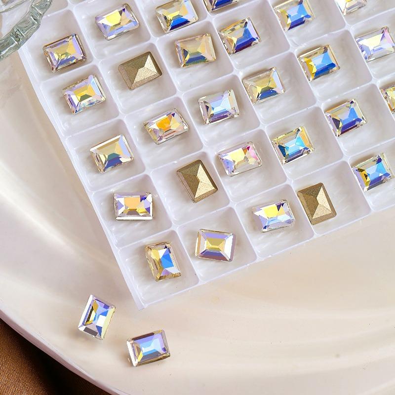 Shein Pointed Bottom Diamond Colorful Sugar Crystal Glass Diamond K9 Nail Drill Right Angle Large Rock Sugar Nail Drill