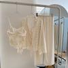 Spring New Big Lace Three-piece Set White Ice and Snow Silk Women's Loungewear Fashionable and Sexy Pajama Set