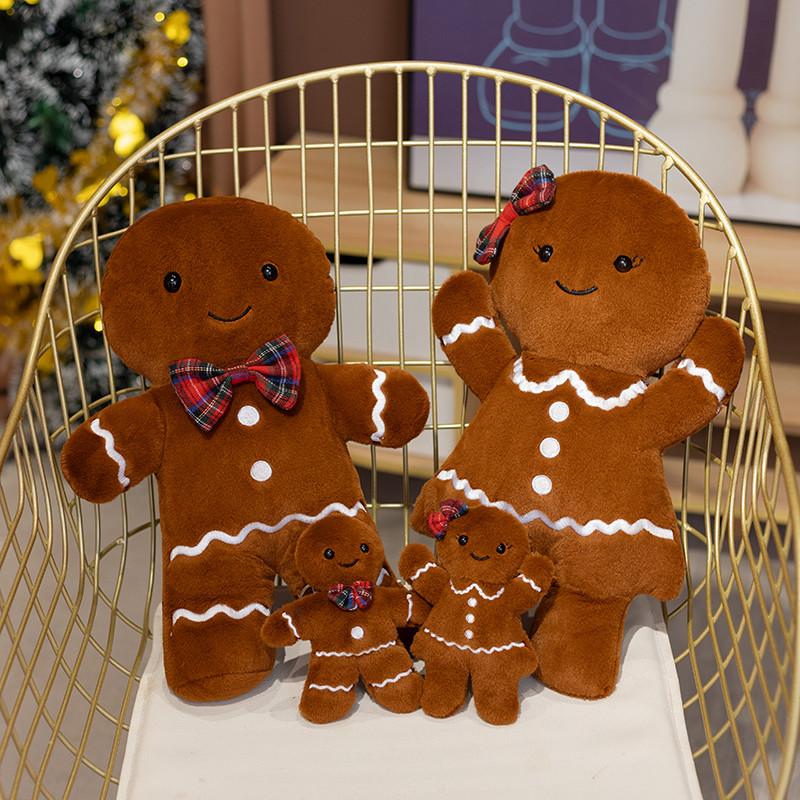 New Christmas Gingerbread Man Plush Toy Gingerbread House Key Bag Pendant Pillow Boys Girls Soft Toys Christmas Gift Party decor