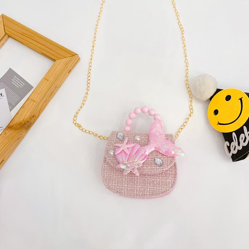 

Прочная красочная и детская мини-сумочка с жемчужными деталями и множеством цветочных дизайнов для игривых дней Fish Light Pink