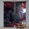2Pcs Forest Curtain Dark Gothic Themed Scene With Magic Tree And Secret Cave Moon Suitable For Living Room And Bedroom