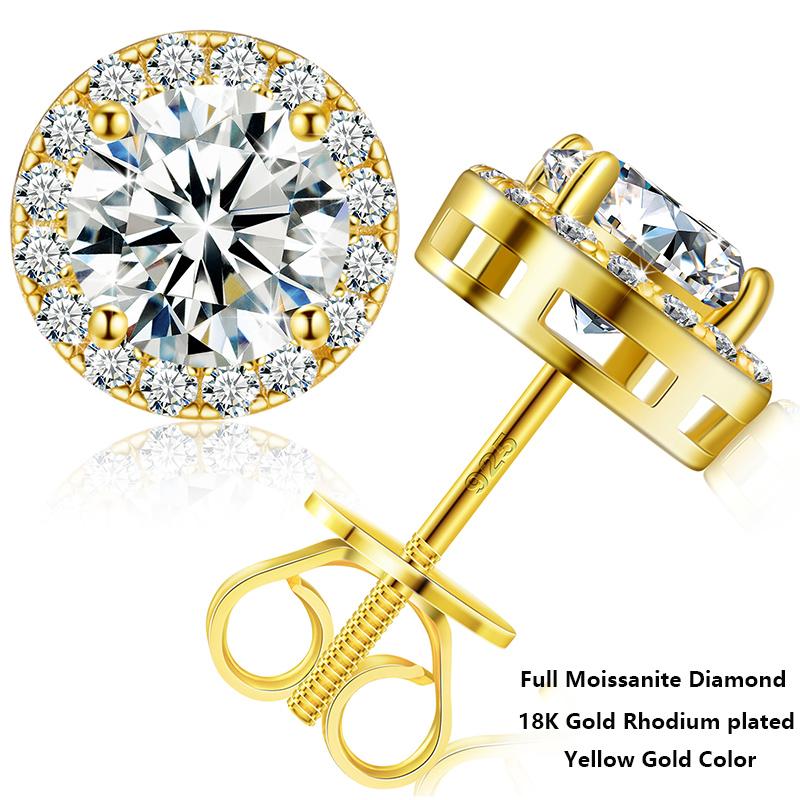 Orecchini Rotondi in Argento 925 con Moissanite da 0,1-4 Carati Fidanzamento Matrimonio Quotidiano Festa Viaggio Gioielli Regalo di Natale Per Donne