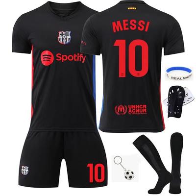 Maglia da Calcio Messi per Bambini del Barcellona 2024/2025, Nera, Poliestere, Abbigliamento Sportivo per Allenamento e Partita