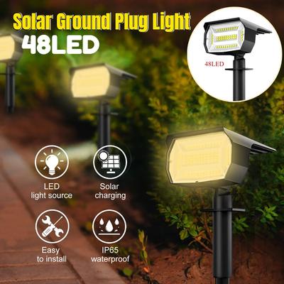 48LED Solar Rasenleuchte Außen IP65 Wasserdicht Gras Garten Landschaft Hofleuchte Erdspieß Villa Gartenbeleuchtung Baum