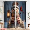2pcs,2D Plane Printing Curtain Fabric Cute Snowman Cardinal Bunnies (3) 100% Polyester (without Rod) Decorations For Home for