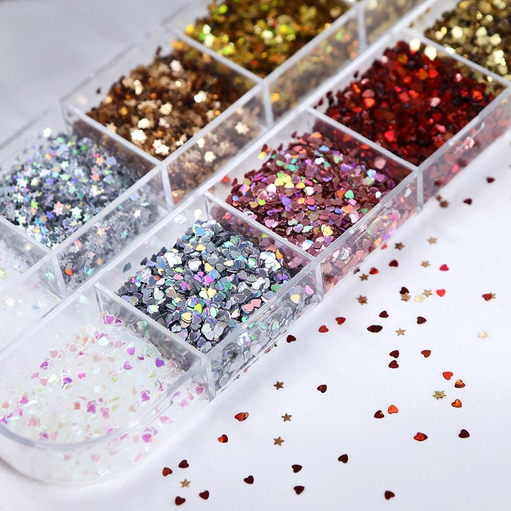 12-Grid Glitter Nail Art Decorations Colorful Nail Art Decorations  Nail Salon