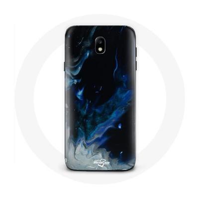 Coque - Samsung - Galaxy J3 2017 - Souple - Nuages De Fumée - Multicolore Noir Bleu Gris