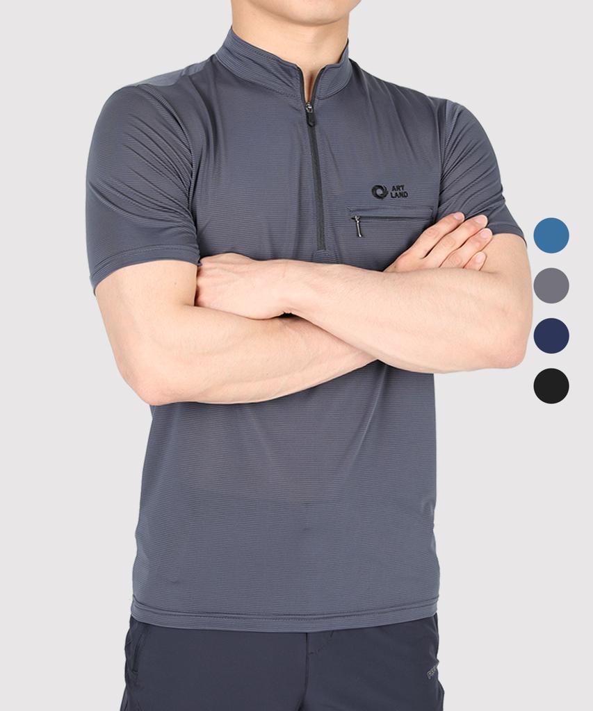 EXTRASPORTY Cool Daily Men'S Cooling Short Sleeve Zip-Up T-Shirt 4 Colors