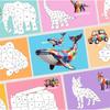 Geometric Sticker Puzzle Set - Five Themed Stickers Suitable For Children's Creative Color Matching And Fine Motor Skills